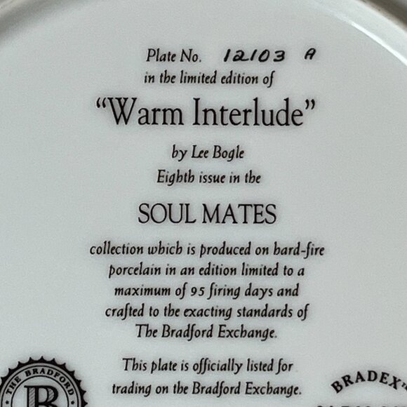 Lee Bogle Warm Interlude Plate #8 in Soul Mates Collection Native American 1995 - Picture 8 of 9